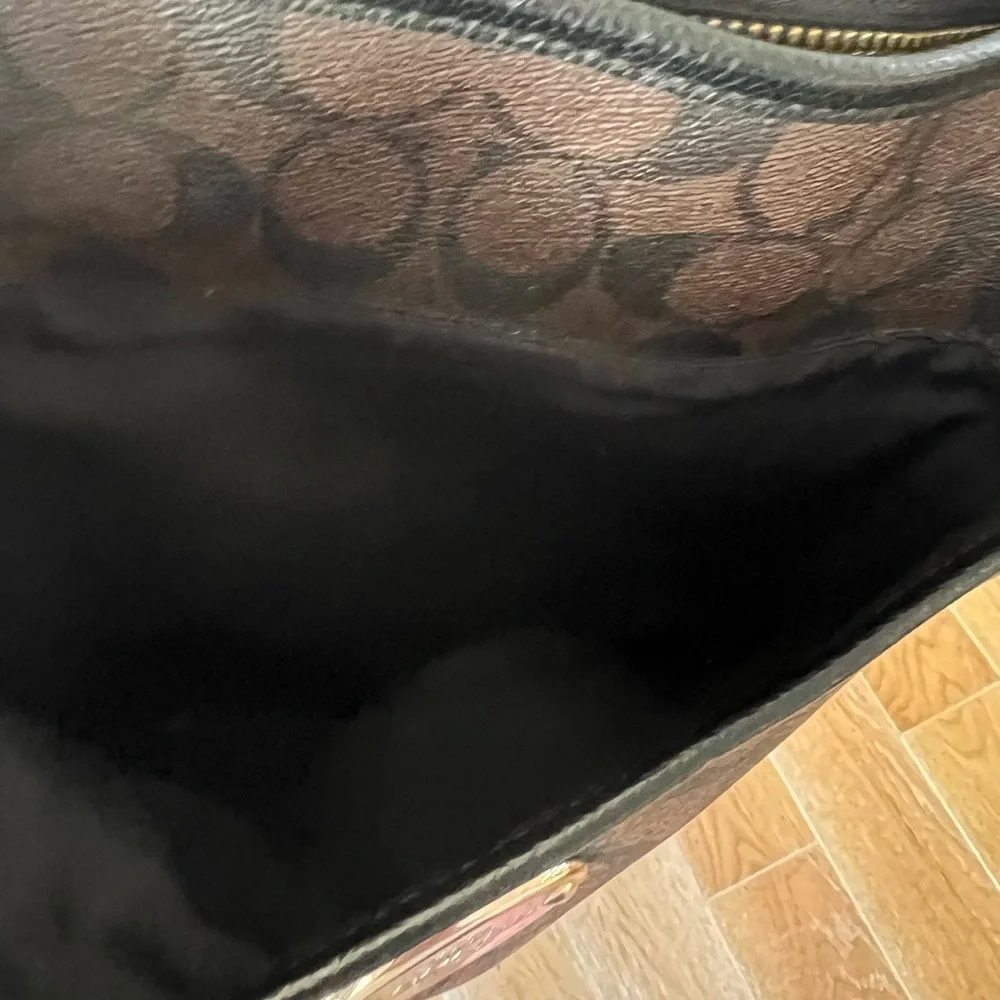 Coach signature black brown crossbody bag coated canvas GUC - Picture 5 of 11